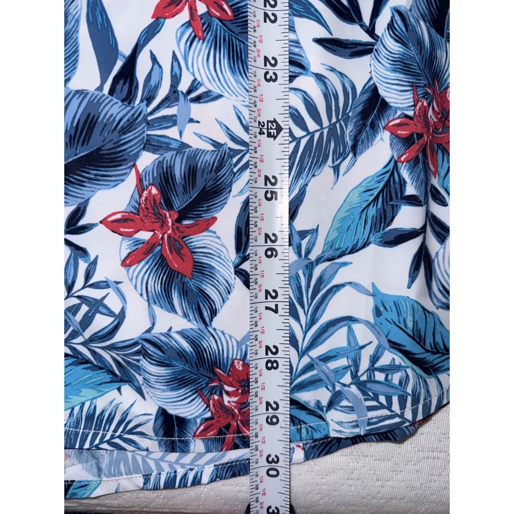 IZOD Button Down Mens Medium Blue Saltwater Tropical Floral UPF-45‎ Shirt - Picture 10 of 12